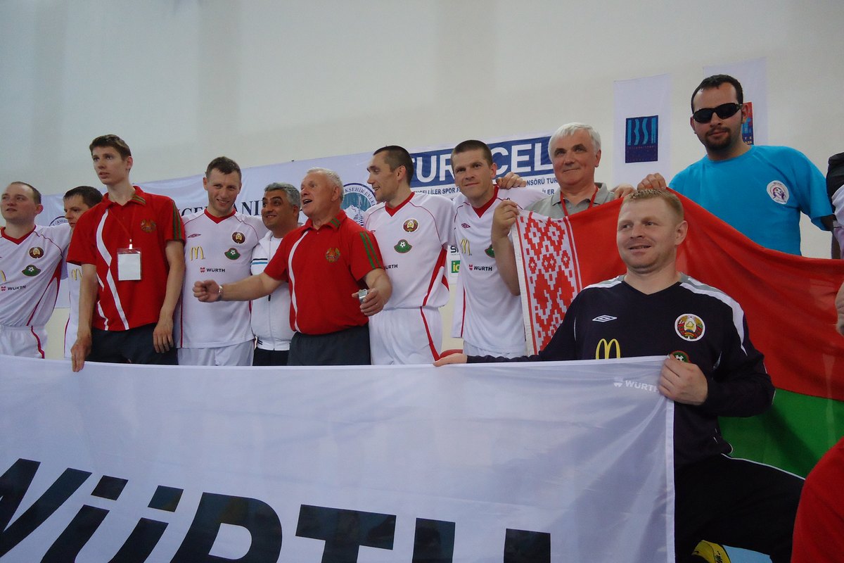 The Belarus visually impaired futsal squad in Kayseri, Turkey, June 2012.